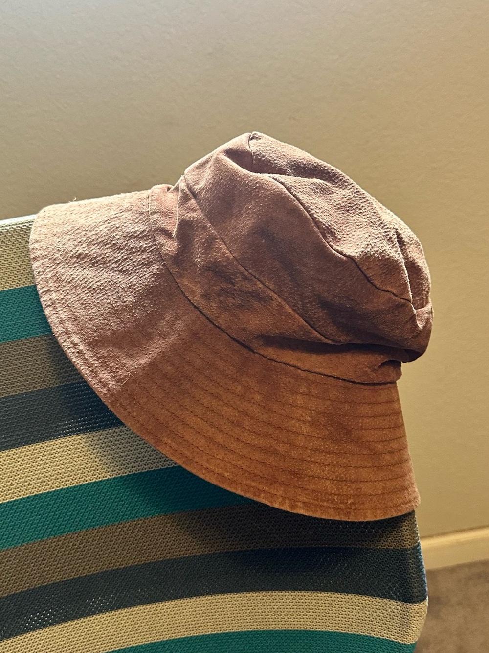 Brown Genuine Suede Leather Women's Bucket Hat